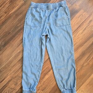 Talbots Women Jogger Pant Light Wash Tencel Lyocell Elastic Waist Size M coastal